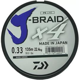 Леска плетеная DAIWA "J-Braid X4" 0,33мм 135 (зеленая), фото 