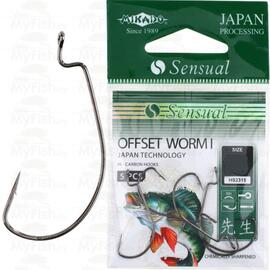 Крючки Mikado Sensual - OFFSET WORM I Nr HS2315 5/0 BN - 5шт., фото 