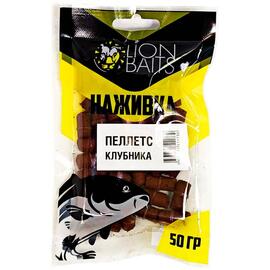 Lion baits Пеллетс насадочный "Наживка" с резинкой "Клубника" 8 мм 50гр, фото 