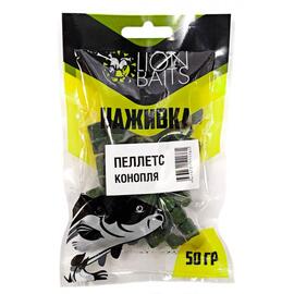 Lion baits Пеллетс насадочный "Наживка" с резинкой "Конопля" 8 мм 50гр, фото 