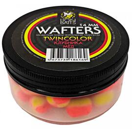 Бойлы нейтральной плавучести двухцветные (Wafters) "Клубника - Мед" 14мм, фото 