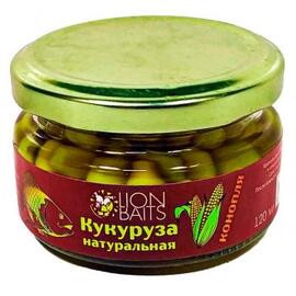 Lion baits Кукуруза натуральная в стеклянной банке "Конопля" 120мл, фото 