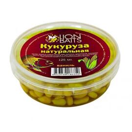 Lion baits Кукуруза натуральная в пластиковой банке "Ваниль" 125мл, Вкус для группировки: Ваниль, фото 