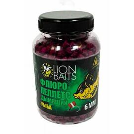 Lion Baits Пеллетс флюро дымящий "Рыба" 6мм - 300гр (банка), Вкус для группировки: Рыба, Диаметр (мм): 6 мм, фото 