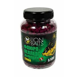 Lion Baits Пеллетс флюро дымящий "Слива" 6мм - 300гр (банка), Вкус для группировки: Слива, Диаметр (мм): 6 мм, фото 