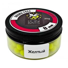 Lion Baits Бойлы плавающие Pop-Up "Aroma Free" (без аромы) желтые 8 мм, Вкус: без вкуса, Расцветка: желтый, Диаметр (мм): 8, фото 