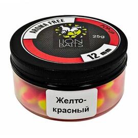 Lion Baits Бойлы плавающие Pop-Up "Aroma Free" (без аромы) желто-красные 12 мм, Вкус: без вкуса, Расцветка: желто-красный, Диаметр (мм): 12, фото 