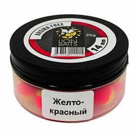 Lion Baits Бойлы плавающие Pop-Up "Aroma Free" (без аромы) желто-красные 14 мм, Вкус: без вкуса, Расцветка: желто-красный, Диаметр (мм): 14, фото 