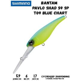 Воблер SHIMANO Bantam Pavlo Shad 59 SP 59mm 6g T09 Blue Chart, Цвет: T09 Blue Chart, Вес гр: 6, Длина, мм: 59 мм, фото 