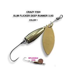 Блесна вращающаяся Crazy Fish Spinner SLIM FLICKER DR-3,5g #1-MB, фото 