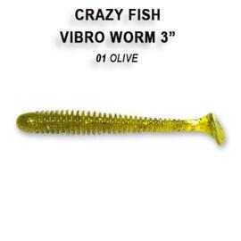 Мягкая приманка CRAZY FISH Vibro worm 3" 11-75-1-6, фото 