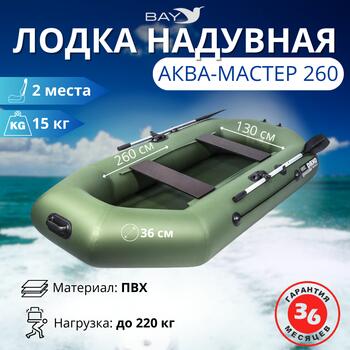 Надувная лодка Аква-мастер 260 зеленый, Цвет.: Зелёный, Материал: ПВХ, фото 