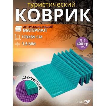 Коврик туристический ISOLON Tourist Flex 1790х590х15 бирюзов/фиолет, фото 