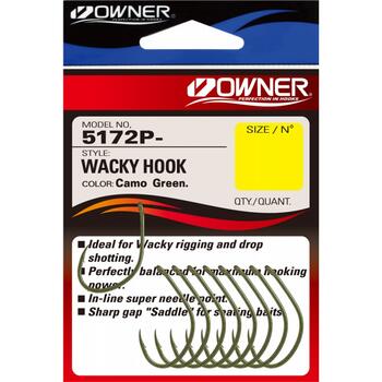Крючок OWNER Wacky Hook green №8 9шт, Размер.: №8, Количество.: 9, фото 