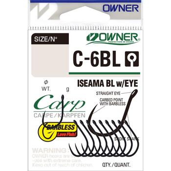 Крючок OWNER Carp Iseama BL w/eye BC №6 11шт, Размер.: №6, Количество.: 11, фото 