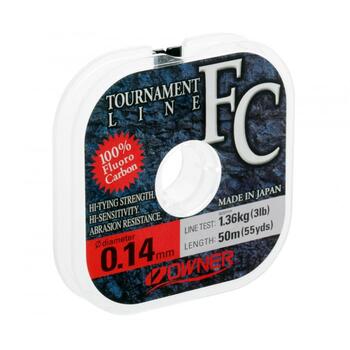Леска OWNER Tournament FC 50м 0,18мм 2,2кг, Цвет.: SUPER CLEAR, Диаметр лески: 0,18 мм, Размотка: 50 м, Разрывная нагрузка: 2,2 кг, фото 