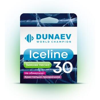 Леска DUNAEV ICE LINE 30m 0.10мм, Диаметр лески: 0,10 мм, Размотка: 30 м, Разрывная нагрузка: 1,3 кг, фото 