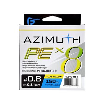 Шнур F-FISHING Azimuth PE X8 150м Fluo Yellow 0,14мм 5,9кг/13lb, Расцветка: Fluo Yellow, Диаметр лески: 0,14 мм, Размотка: 150 м, Разрывная нагрузка: 5,9 кг, фото 