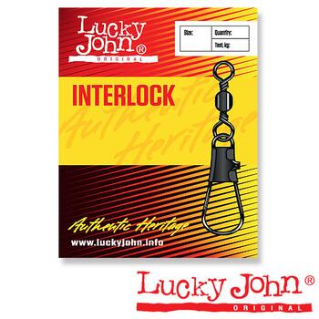Вертлюги c застежкой Lucky John INTERLOCK Black 005 5шт., фото 