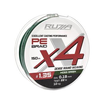 Шнур RUZZA X4 150м Moss Green 0,19мм 10кг/22lb, Цвет.: зеленый, Диаметр лески: 0,19 мм, Размотка: 150 м, фото 