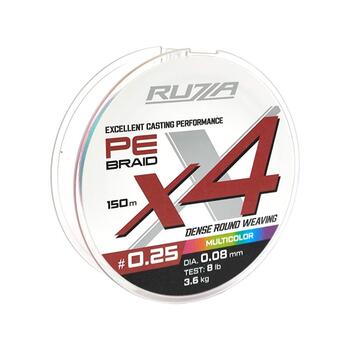 Шнур RUZZA X4 150м Multicolor 0,08мм 3,6кг/8lb, Цвет.: разноцветный, Диаметр лески: 0,08 мм, Размотка: 150 м, фото 