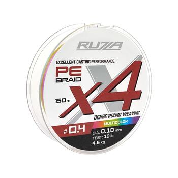Шнур RUZZA X4 150м Multicolor 0,10мм 4,6кг/10lb, Цвет.: разноцветный, Диаметр лески: 0,10 мм, Размотка: 150 м, фото 