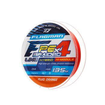 Шнур Flagman PE Hybrid F4 FluoOrange 135м 0.08мм, фото 