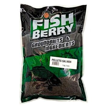 FishBerry Пеллетс карповый (лосось, цв. -темный) 2мм - 1 кг, Вкус: лосось, Вид рыбы: Карп, Диаметр (мм): 2, фото 