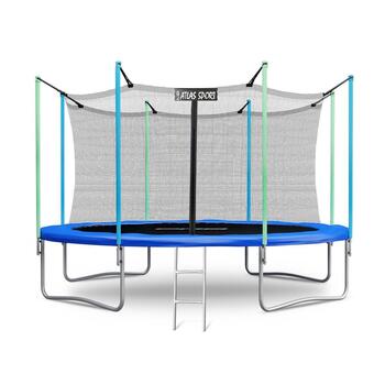 Батут Atlas Sport 435 см (14ft) с внутренней сеткой и лестницей BLUE, Цвет.: синий, Диаметр батута: 435 см (14ft), фото 