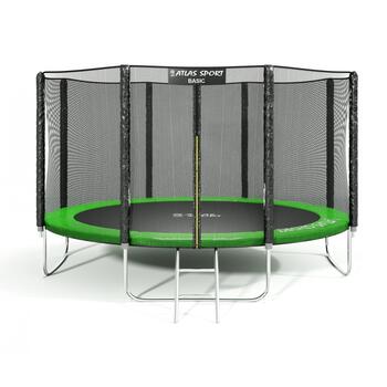 Батут Atlas Sport 435 см (14ft) BASIC с лестницей GREEN, Цвет.: зеленый, Диаметр батута: 435 см (14ft), фото 