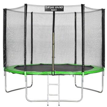 Батут Atlas Sport 252 см (8ft) BASIC с лестницей GREEN, Цвет.: зеленый, Диаметр батута: 252 см (8 ft), фото 