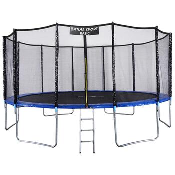 Батут Atlas Sport 490 см (16ft) BASIC с лестницей BLUE, Цвет.: синий, Диаметр батута: 490 см (16 ft), фото 