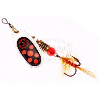 Блесна Mepps Black Fury MOUCH 2 Orange AG серебро 4,5g (D34), Цвет.: Серебро/Красная, Вес блесны (г): 4,5, фото 