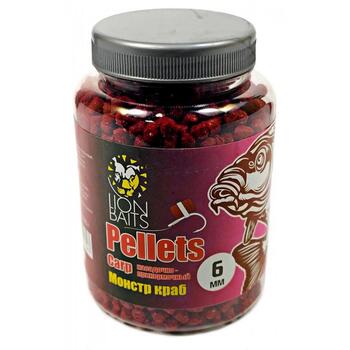 Lion Baits Пеллетс карповый Carp pellets Монстр краб 6 мм - 300 гр, Вкус: Монстр краб, Вид рыбы: карп, сазан, амур, Диаметр (мм): 6 мм, фото 