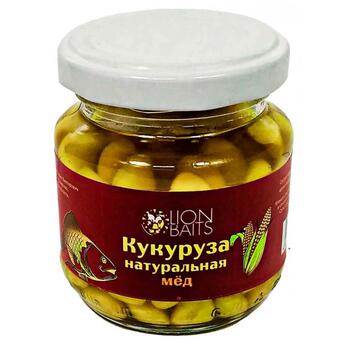 Lion baits Кукуруза натуральная в стеклянной банке "Мед" 110мл, фото 