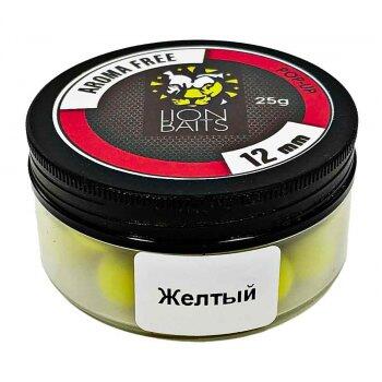 Lion Baits Бойлы плавающие Pop-Up "Aroma Free" (без аромы) желтые 12 мм, Вкус: без вкуса, Расцветка: желтый, Диаметр (мм): 12, фото 