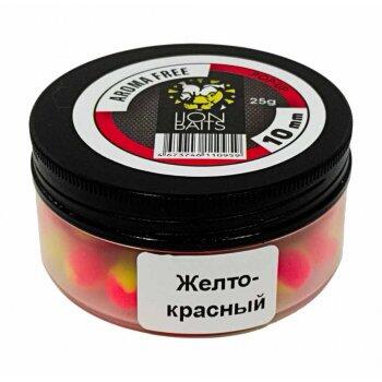Lion Baits Бойлы плавающие Pop-Up "Aroma Free" (без аромы) желто-красные 10 мм, Вкус: без вкуса, Расцветка: желто-красный, Диаметр (мм): 10, фото 