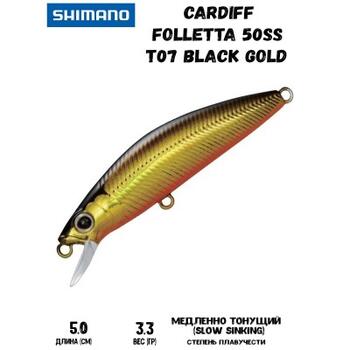 Воблер SHIMANO Cardiff Folletta 50SS 50mm 3,3g T07 Black Gold, Цвет.: T07 Black Gold, Вес гр: 3,3, Длина, мм: 50 мм, фото 