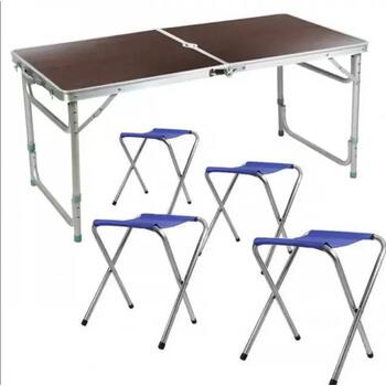 Стол туристический Bison 60*120см (темное дерево) + 4 стула / C-4-60*120-WD, Цвет.: темное дерево, Размер.: 120х60 см, фото 