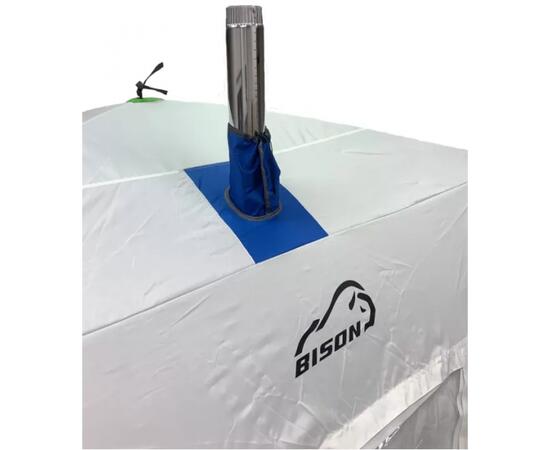 Палатка зимняя трехслойная Bison Moon Extra шестигранник (3.50х2.00х2.20м) бело-зелёная, фото , изображение 3