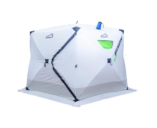 Палатка зимняя трехслойная Bison Moon Extra шестигранник (3.50х2.00х2.20м) бело-зелёная, фото , изображение 6