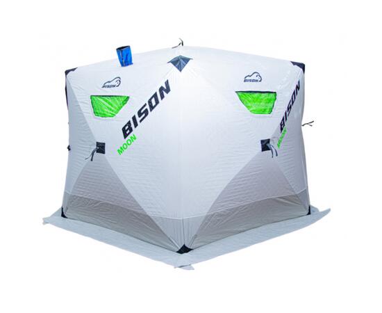 Палатка зимняя Bison Moon шестигранник (3.50х2.00х2.20м) бело-зелёная, фото 