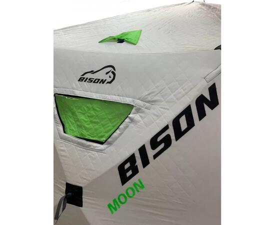 Палатка зимняя Bison Moon шестигранник (3.50х2.00х2.20м) бело-зелёная, фото , изображение 5