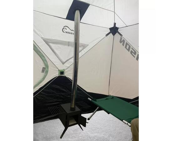 Палатка зимняя Bison Nordex двойной куб (4.20х2.00х2.30м) бело-зелёная, фото , изображение 4