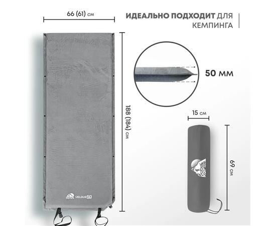 Коврик туристический RSP Velour 50, серый, фото , изображение 2