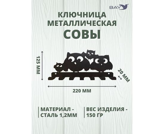 Ключница настенная в прихожую металлическая "Совы", фото , изображение 3