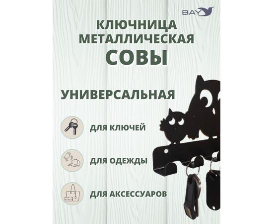 Ключница настенная в прихожую металлическая "Совы", фото , изображение 4