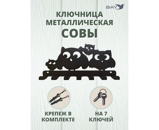Ключница настенная в прихожую металлическая "Совы", фото 