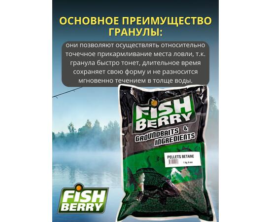FishBerry Пеллетс карповый (бетаин, цв. -зеленый) 4мм - 1 кг, Вкус: морепродукты, Вид рыбы: Карп, Диаметр (мм): 4, фото , изображение 3