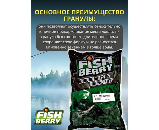 FishBerry Пеллетс карповый (бетаин, цв. -зеленый) 14мм - 1 кг, Вкус: морепродукты, Вид рыбы: Карп, Диаметр (мм): 14, фото , изображение 3